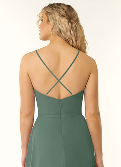 Azazie Naeem Bridesmaid Dresses Eucalyptus A-Line V-Neck Ruffle Chiffon Dress image6