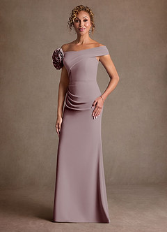 Azazie Gwynne Final Sale Cabernet Mermaid Off the Shoulder Stretch Crepe Dress image4