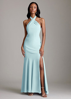 Azazie Lorena Bridesmaid Dresses Sea Glass Mermaid Pleated Chiffon Dress image1