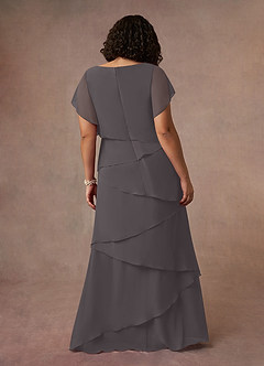 Azazie OHara Mother of the Bride Dresses Steel Grey A-Line V-Neck Chiffon Dress image14