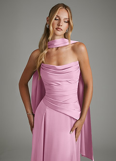 Azazie Gabriela Bridesmaid Dresses Candy Pink A-Line Corset Stretch Satin Dress image5