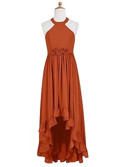 Azazie Hermione Junior Robe Trapèze en Mousseline de soie Orange Brûlée image6