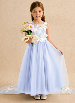 Azazie Mixie Flower Girl Dresses Lavender Ball-Gown Lace Dress image6