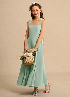 Azazie Tater Girl vestidos de niña de las flores Vestido de Agave de Gasa de Corte En A con Plisado image4