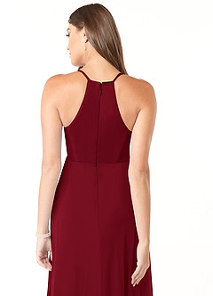 Azazie Annabelle vestidos de dama de honor de maternidad Vestido de Corte En A Cuello en V plisado Hasta el suelo Malla image3