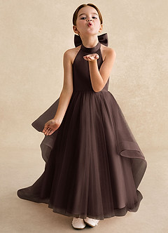 Azazie Bev Flower Girl Dresses Ganache A-Line Convertible Tulle Dress image4