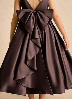 Azazie Cailee Flower Girl Dresses Ganache Ball-Gown Pleated Matte Satin Dress image7