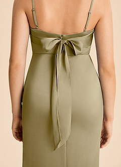 Azazie Mia Junior Meerjungfrau-Linie Plissee Stretch-Satin Kleid Moosgrün image6