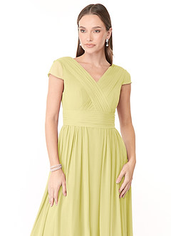 Azazie Organa Bridesmaid Dresses Lemon Sorbet A-Line Pleated Chiffon Dress image5