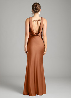 Azazie Rylina Vestidos de damas de honor Vestido de Cobre de Satén Elástico de Corte Sirena image2