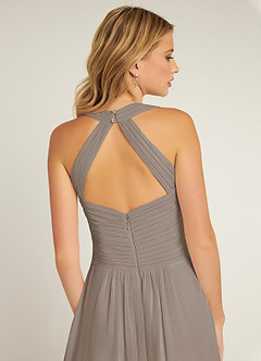 Azazie Claudia Robes de demoiselle d'honneur Robe Trapèze en Mousseline de soie Encolure en Forme de Cœur Taupe image6