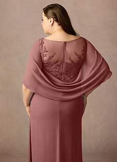 Azazie Hera Mother of the Bride Dresses Desert Rose A-Line Lace Capelet Chiffon Dress image12