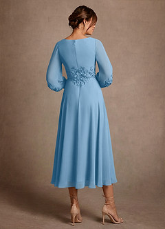 Azazie Ana 신부의 어머니 드레스 A라인 레이스 쉬폰 티 길이 드레스 image3