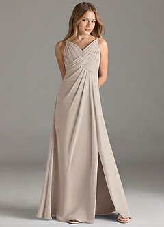Azazie Maren Allure Junior Frost A-Line Lace Chiffon Dress image4