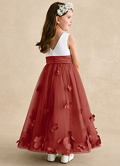 Azazie Vi Flower Girl Dresses Terracotta A-Line Sleeveless Tulle Dress image4