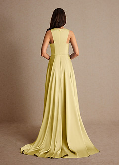 Azazie Niles Mère de la mariée Robes Robe Trapèze en Satin extensible Traînes Sorbet Citron image4