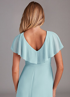 Azazie Lainey Bridesmaid Dresses Sea Glass A-Line with Pockets Chiffon Dress image2