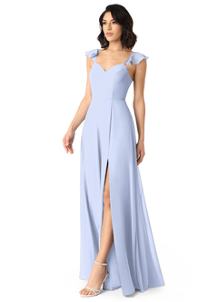 Azazie Everett Bridesmaid Dresses Ice A-Line V-neck Ruched Chiffon Dress image3