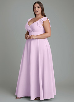 Azazie Leilani Bridesmaid Dresses Frosted Lilac A-Line Pleated Chiffon Dress image9