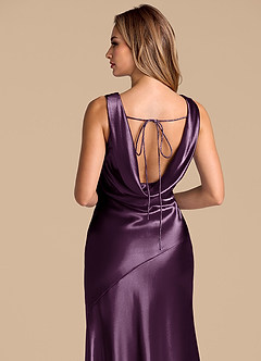 Azazie Rylina 신부 들러리 드레스 인어 메탈릭 새틴 바닥 길이 드레스 image2