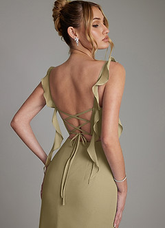 Azazie Jessamine Bridesmaid Dresses Moss Green Mermaid Corset Chiffon Dress image2