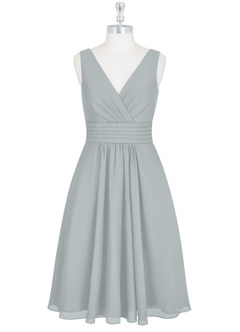 Azazie Kyla Final Sale Dolphin Grey A-Line Pleated Chiffon Dress image6