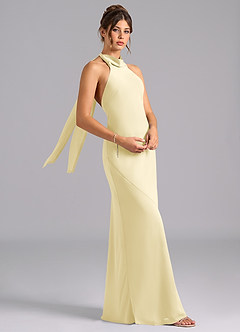 Azazie Velli Bridesmaid Dresses Lemon Sorbet Mermaid High Neck Chiffon Dress image3
