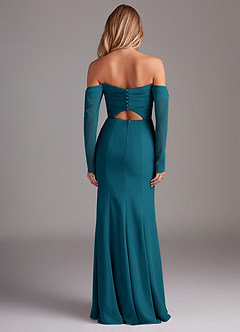 Azazie Hallie Bridesmaid Dresses Ink Blue Mermaid Long Sleeve Chiffon Dress image8