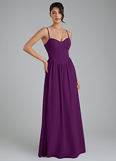 Azazie Alisha Bridesmaid Dresses Grape A-Line Corset Chiffon Dress image4