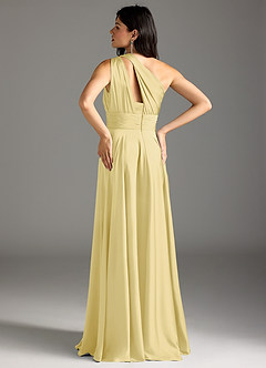 Azazie Charlize Brautjungfernkleider A-Linie One-Shoulder Stretch-Satin Kleid Zitronensorbet image6