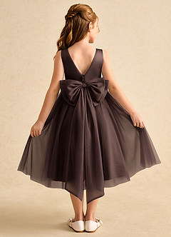 Azazie Winnie Blumenmädchenkleider Ballkleid Schleifen Tüll Kleid Ganache image1