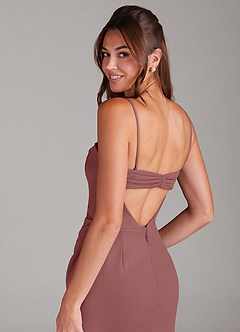 Azazie Leonis Abiti da Damigella Abito Convertibile Tubino in Crepe Elasticizzato Senza Cinturino Rosa Del Deserto image4