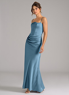 Azazie Debby Bridesmaid Dresses Steel Blue Mermaid Strapless Stretch Satin Convertible Dress image6