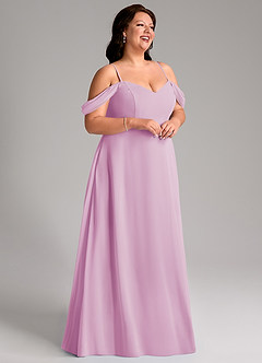 Azazie Marley Vestidos de damas de honor Vestido de Rosa Caramelo de Gasa de Corte en A Convertible con Vestidos sin tirantes image5