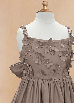 Azazie Midge Final Sale Dusty Blue A-Line Bow Matte Satin Dress image8