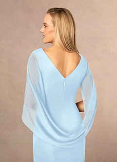 Azazie Belladonna Mother of the Bride Dresses Sky Blue Mermaid Scoop Pleated Mesh Dress image6