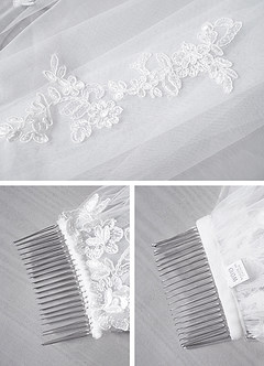 front Diamond and Lace Waist Veil