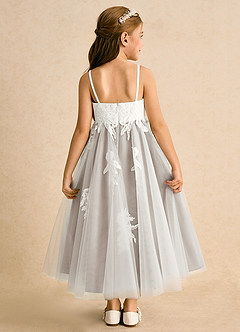 Azazie Coraline Blumenmädchenkleider A-Linie Spitze Kleid Elfenbein Frost image2