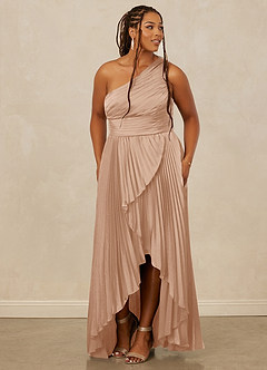 Christian Siriano Bridal for Azazie 1008 Bridesmaid Dresses English Rose A-Line One Shoulder Stretch Satin Dress image11