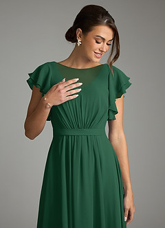 Azazie Daphne Modest Bridesmaid Dresses A-Line Ruffled Chiffon Floor-Length Dress image5