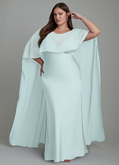 Azazie Stefania Vestidos de damas de honor Vestido Vidrio Marino de Satén Elástico de Línea A image7