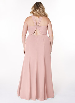 Azazie Rue Brautjungfernkleider A-Linie Halter Chiffon Kleid Puderrosa image8