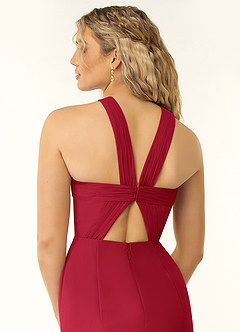 Azazie Rue Bridesmaid Dresses Scarlet A-Line Halter Chiffon Dress image2