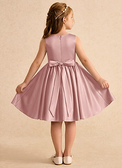 Azazie Prima vestidos de niña de las flores Vestido Oro Rosa de Satin Mate de Corte en A con Lazo image2