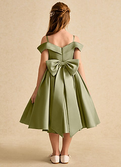 Azazie Favia vestidos de niña de las flores Vestido de Musgo Verde de Satin Mate de Corte En A con Vestidos sin tirantes image1