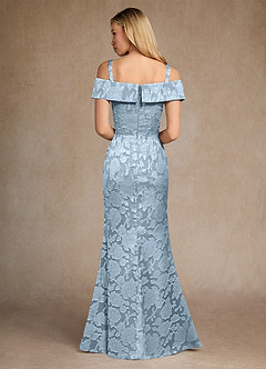 Azazie Canton Mother of the Bride Dresses Sky Blue Mermaid Off the Shoulder Floral Burnout Dress image4