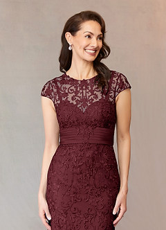 Azazie Jamila Kleider für die Brautmutter Meerjungfrau-Linie Spitze Kleid Cabernetrot image5