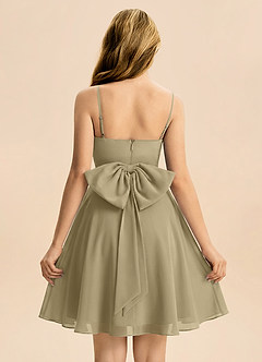 Azazie Bear Junior Moss Green A-Line Pleated Chiffon Dress image2
