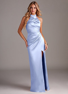 Azazie Jemma Bridesmaid Dresses Ice Sheath Pleated Stretch Satin Dress image3