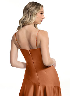 Azazie Kayla Final Sale Copper A-Line Side Slit Stretch Satin Dress image5